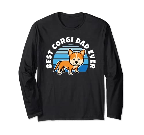 Best Corgi Dad Ever Dog Lover Design retrò Maglia a Manica