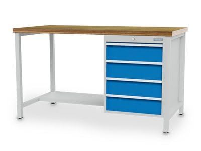 Bedrunka+Hirth - Kastenwerkbank 1500x750x859 mm mit 4 Schubladen und 1 Ablageboden halbe Tiefe