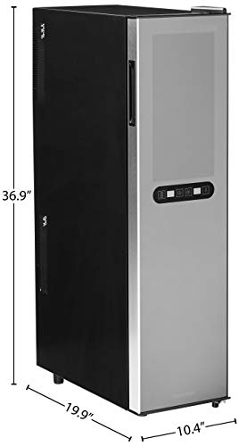 Image of Wine Enthusiast Silent 18 Bottle Wine Refrigerator - Freestanding Slimline Bottle Storage Wine Cooler, Black