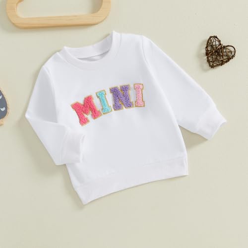 Karuedoo Mommy and Me Matching Outfits Family Matching Shirts Mama and Mini Embroidery Crewneck Long Sleeve Sweatshirt Tops4
