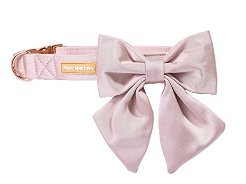 Unique Style Paws Seiden Rosa Hundehalsband Verstellbar Strapazierfähig Mit Schleife Hochzeit Fliege für Kleine Welpen und Katzen