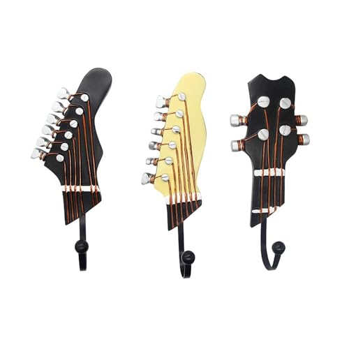 KUNGYO Juego de 3 Ganchos Ddecorativos Guitarra Forma Vintage