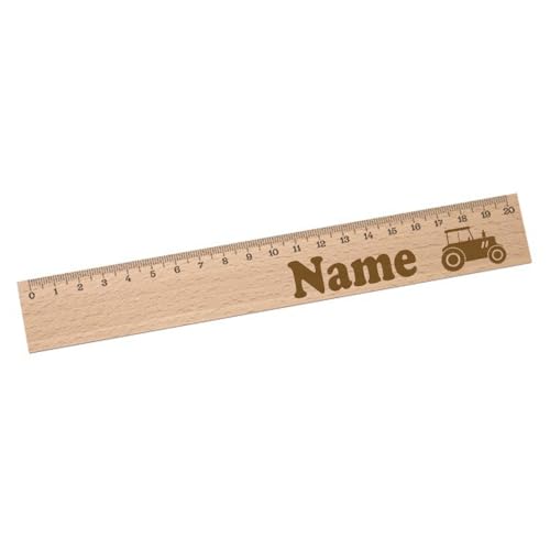 Elefantasie Personalisiertes Lineal zur Einschulung mit Name & Motiv graviert - 20cm Holzlineal Geschenk für Schulanfänger Traktor Elefantasie Personalisiertes Lineal zur Einschulung mit Name & Motiv graviert - 20cm Holzlineal Geschenk für Schulanfänger Traktor