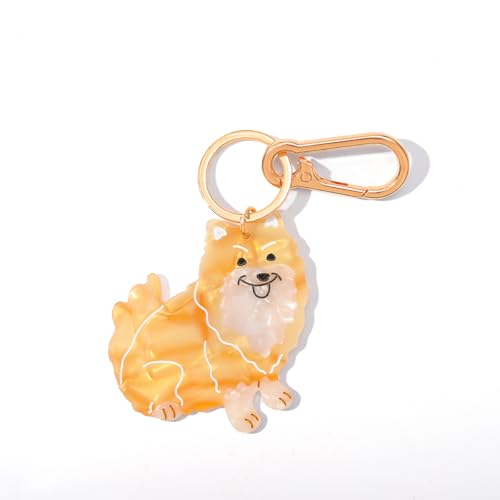 Dog-Shaped Bag Clasp & Keychain Charm- Acetate Animal Clip with Gold-Tone Metal