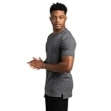 BYLT Split Hem Short Sleeve Men's T-Shirt - Polyester, Cotton, and Spandex Blend – Moisture Wicking, Breathable, Classic Fit, Charcoal, X-Large