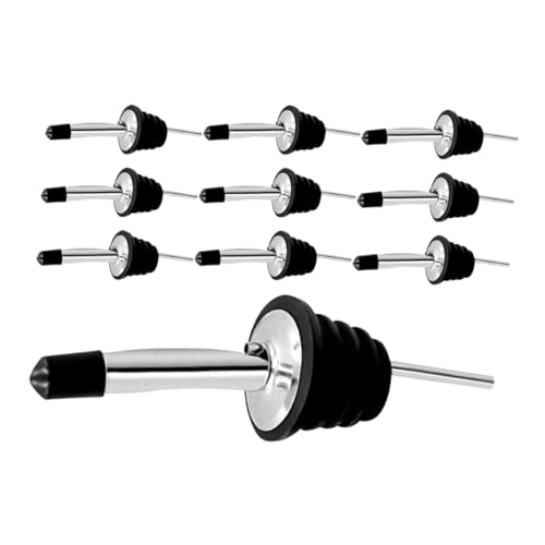 FUNOMOCYA 10Pcs Tapered Stainless Steel Pourers Liquor Spouts with Dust Caps for Olive Oil Wine and Cocktails for Home and Party Entertainment