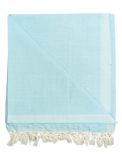 Image of Arvore Bunkaar Pure Handloom 100% Soft Desi Bamboo Viscose Soft Bhagalpuri Andi Chadar /Summer Blanket /Khes /Top Sheet /AC Blanket /Odhne wali Chadar (Blue, Plain, 1, Bhagalpuri Chadar)