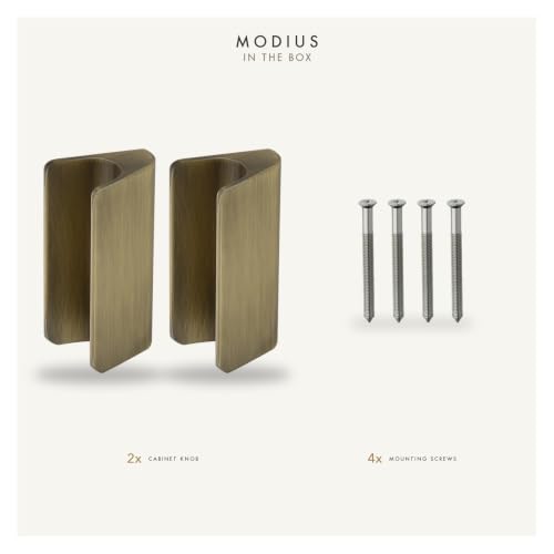 Image of MODIUS Cabinet Knob | Wardrobe & Drawer Knob | Cupboard Knob for Kitchen | Antique Brass Finish | Aluminium Cabinet Hardware | Pack of 2 (MS036253)