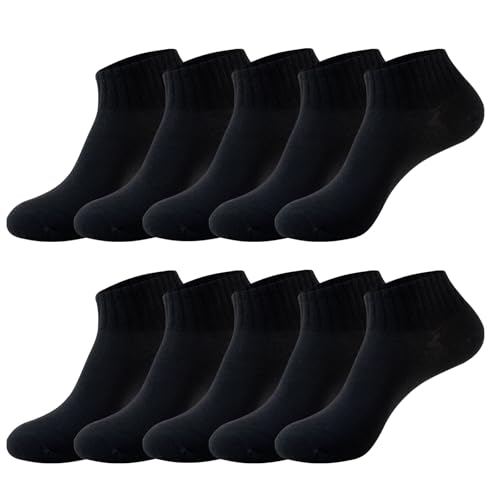 10-Pair Pack Men's Ankle Socks Breathable and Soft Low Cut Socks for Women Men (Black48000)