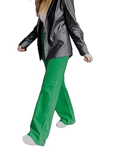 Argeousgor Y2K Jeans Baggy High Waist Denim Pants Solid Color Green Pink Teenage PantsFlared Pants Girls Streetwear4