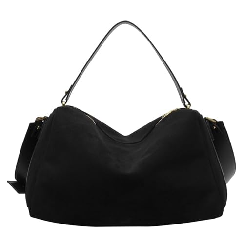 Bolso de mano de cuero para mujer, bolso de mano universitario, bolso de mano de trabajo, Black, Talla única Bolso de mano de cuero para mujer, bolso de mano universitario, bolso de mano de trabajo, Black, Talla única