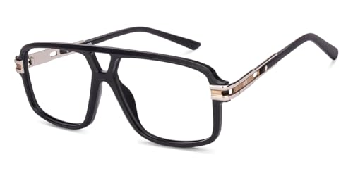 Image of Lenskart Studio Hip Hop Ft. Divine | Full Rim Square Zero Power Bluecut & Antiglare Computer Eyeglasses For Eye Protection And Strain | Men & Women | Large | LK E000086