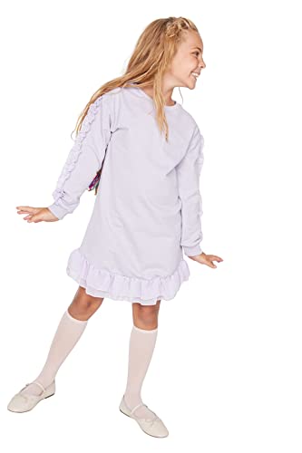 Vestido para niñas que no pica en punto elástico midi para pieles sensibles con cuello redondo