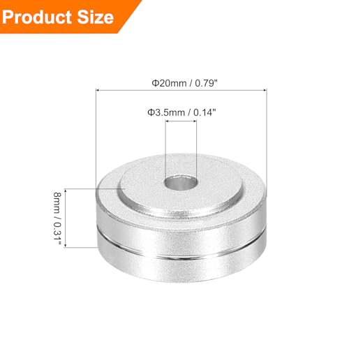 MECCANIXITY 8 Pcs Subwoofer Isolation Pad 20x8mm Silver, Pies de Aislamiento para Altavoz con Tornillos M3 miniatura 2