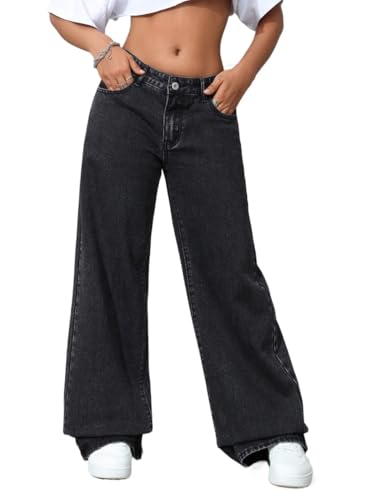 Women's Mid-Rise Jean Straight-Leg Loose-Fit Casual Jeans With Pockets,