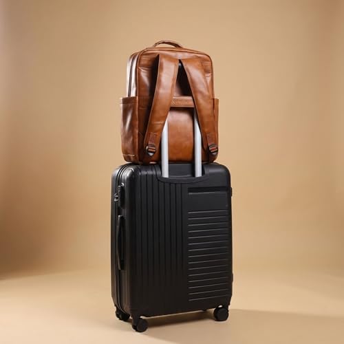 Image of VISMIINTREND Leather Laptop Backpack Bag for Men & Women | Casual, Office, College, Travel, Airport, Weekender Bag | Fits upto 15.6 Inch Laptop, Macbook | Durable | Birthday, Rakhi Gifts