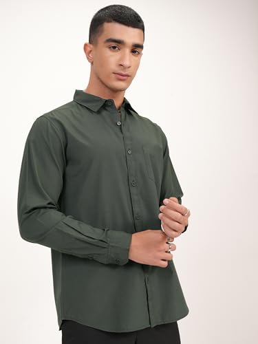 Image of Highlander Men's Slim Fit Shirts | Solid | Long Sleeves | Spread Collar | Formal Shirts | Men Shirts