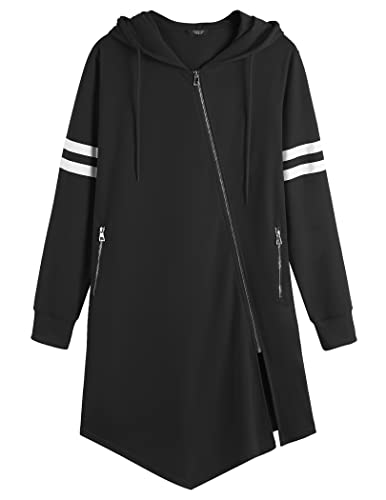 Coofandy Men's Fashion Long Hooded Outwear Hoody Sweatshirt Teenager Hoodies Longline Cardigan Black #TOP1