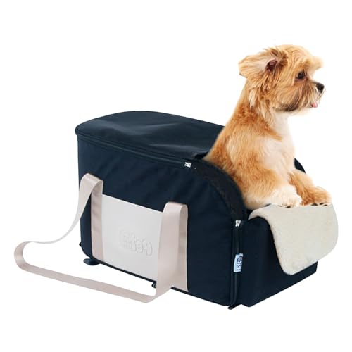 コンソールドッグカーシート|犬用ブースターシート|小型犬用のドッグシートセンターコンソールカー|豪華な犬保護シート、取り外し可能なアームレストブースターシート、移動可能な車のペットブースターシート旅行用