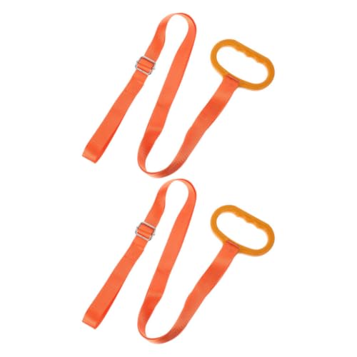 FRCOLOR 2pcs Adjustable Deer Hauling Harness with Self-Lock System and Comfortable Grip Handle, Orange Nylon Webbing Hunting Transport Rope for Deer Carrying, Camping and Outdoor