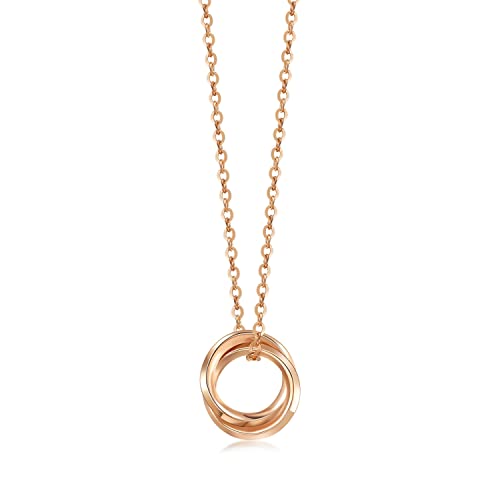 CHOW SANG SANG Delicate Gold 18K Rose Solid Gold Intertwined Circle, Loops Necklace for Women 91873U | 18.5 Inches, (47 CM)