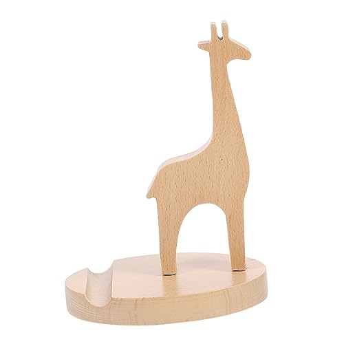 VILLCASE Cell Phone Stand, Wooden Giraffe Shape Phone Holder, Smartphone Stand Cellphone Holder Support for All Mobile Phones Animal Phone Stand Desk Ornament