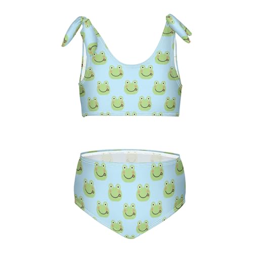 Wusikd Cute Green Frog Girls Swimsuits Two Piece Animal Swimwear Bikini Set for for Girls Size 9-10
