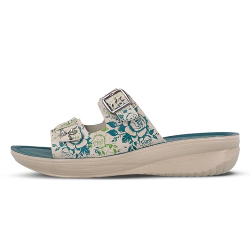 Image of WALKAROO Slip-on Sandals for Women|Lightweight PU Wedge Sole, Comfortable Sandal|Walking, Shopping, Travel, Casual Wear Sandal-WLR74019