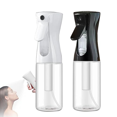 Continuous spray bottle,2 pcs/6.8 OZ Travel spray bottle,hair mister,Spray mist bottle,Fine mist spray bottles for face - for Essential Oil Scents, Salons,Cleaning, Barbers,Plants, (White &Black） ﻿