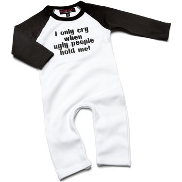 I Only Cry When Ugly People Hold Me Blue Romper Suit Babygrow 0-3 Months (Sold Since 2002)