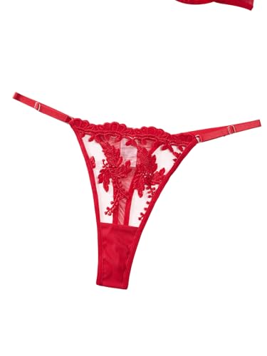 Image of Lilosy Sexy Leaf Floral Embroidered Mesh Sheer Women Underwire Push Up Lingerie Set