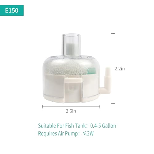 Image of Small Aquarium Sponge Filter, Small Fish Tank Filter & Mini Submersible Fish Filter Built-in Air Bubble Stone and Bio Sponge for Fish Tanks up to 5 Gallon (Air Pump Not Included)
