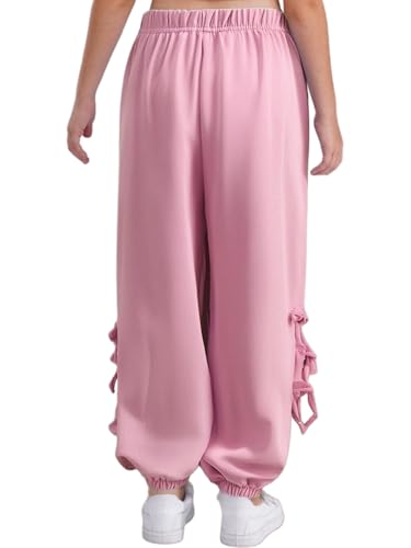 Linjinx Kids Girls Bowknot Jogger Trousers Elastic Waist Baggy Solid Color Sweatpants Casual Track Pants Sports Wear2