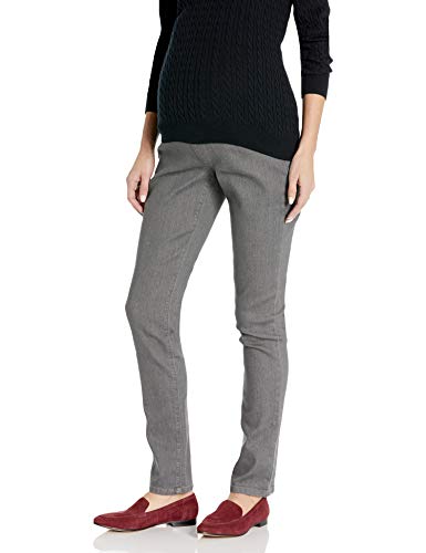 Three Seasons Maternity Women's Maternity Skinny Denim Jean with Neutral Belly Band, Grey, X-Large