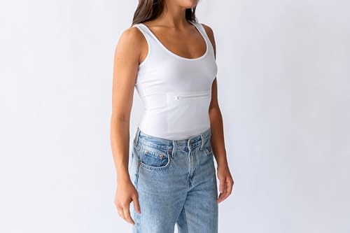 Clever Travel Companion Womens Tank Top with 1 Hidden Zipper Pocket, 100% Pickpocket Proof Holiday Tour Sleeveless Tee Shirt