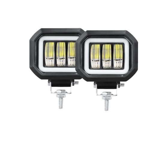 Phares avant moto étanches avec feux yeux d'ange LED 12V-80V blanc puissant