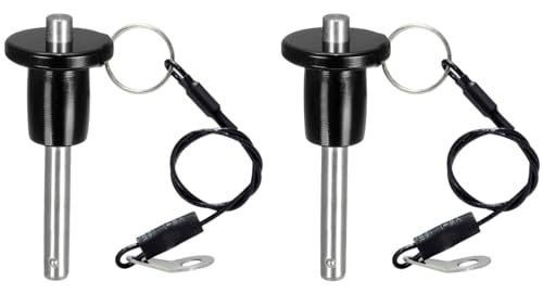 2pcs Ball Locking Pin, 304 Stainless Steel Push-Button Quick Release Pin Quick Release Fastening Locating Safety Pins with Lanyard Cable (10X80mm)
