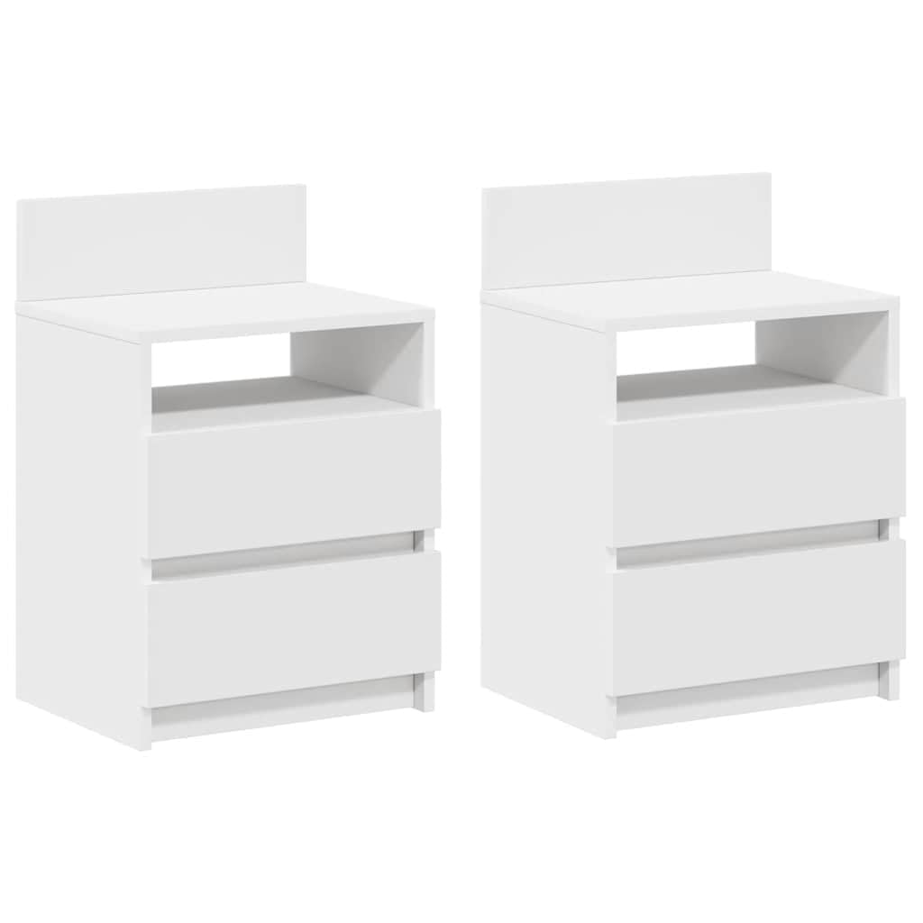 Table de chevet blanche 2 tiroirs lot de 2 meuble de rangement bois chambre