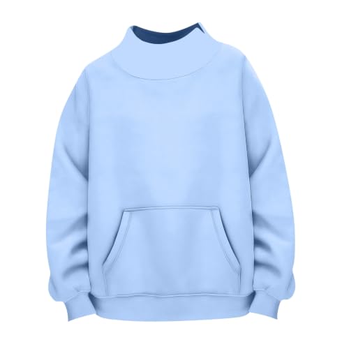 Mock Neck Sweatshirt Womens Oversized Long Sleeve Plain Pullovers Y2K Tops - image 4