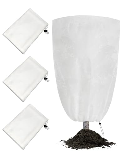 HUVZOR 3 Pièce 100x80cm Voile Hivernage Plante Exterieur, Réutilisable Protection Hivernale pour Plantes avec Fermeture Éclair, Beige Housses de Protection pour Plantes pour Palmiers(blanc)