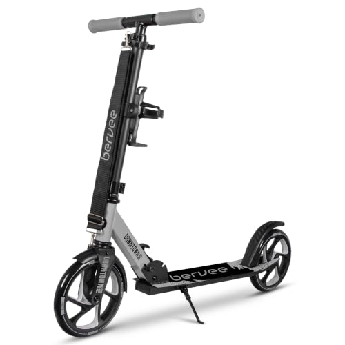 Bergen Hulajnoga Downtown dla dzieci od lat 6, młodzieży i dorosłych do 100kg, składana, aluminium, duże koła 200 mm, z regulacją wysokości, uchwyt na butelkę