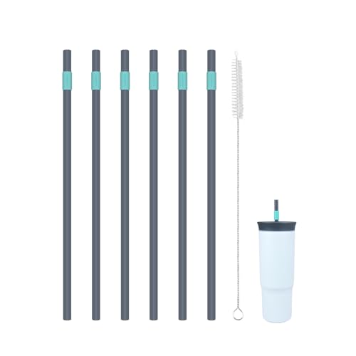 KLOWOAH Replacement Straws Compatible with Owala 24oz Tumbler, with 1 Brush,Pack of 6 (Navy blue)