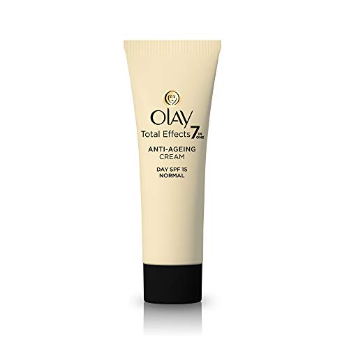 Image of Olay Total Effects Day Cream |with Vitamin B5, Niacinamide, Green Tea, SPF 15 |Fights 7 signs of ageing for glowing, hydrated and younger looking skin with UV protection |Suitable for Normal, Dry, Oily & Combination skin |8 gm
