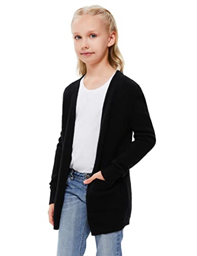 Amarmia Girl's Open Front Cardigan Long Sleeve Knit Sweaters Kids Solid Cute Casual Loose Outerwear Coats with Pockets3