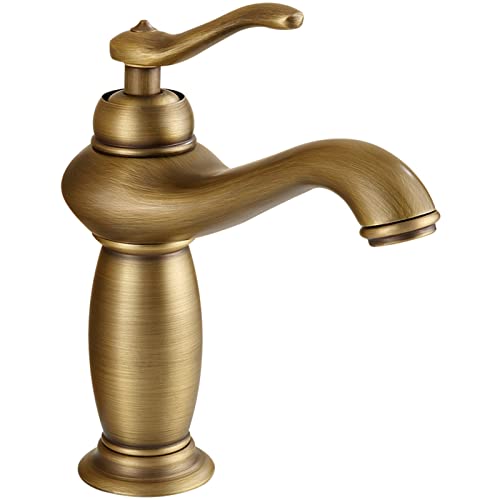 Grifo de baño antiguo monomando marrón de un solo orificio