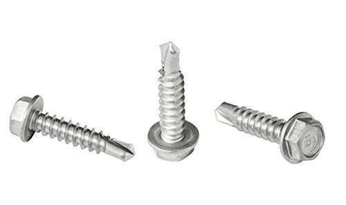 #8 x 3/4' Hex Washer Head Self-Drilling Tek Screw Zinc Plated Steel for Attaches Sheet Metal Steel or Steel to Metal - Box of 100