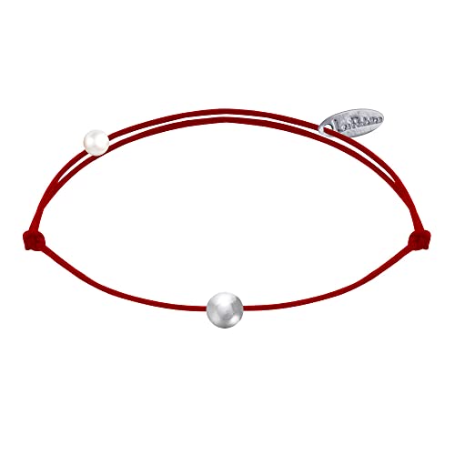 LES POULETTES BIJOUX - Bracelet Lien Petite Perle Argent - Rouge