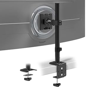 Support d'écran pour 1 Moniteur 17-49 Pouces - Support d'écran Vertical réglable en Hauteur avec 20 kg, inclinable pivotable Rotatif, VESA 75/100 mm, Noir