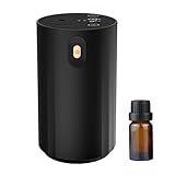 アロマディフューザー ネブライザー式 水なし エルエンスタジオ コードレス車用ディフューザー アロマ芳香器 噴霧量調整可能 4段階タイマー 持続噴霧可能 USB充電式 静音 グラス瓶2個付き ヨガ室・部屋・車載・店舗などに適用 日本語説明書付き (ブラック)