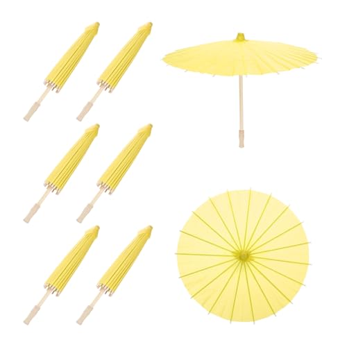 sourcing map Papierschirme, 40,6 cm, Papier-Sonnenschirm, Regenschirm, DIY, geöltes Papier, Malerei, Regenschirme für Fotografie, Requisiten, Handwerk, Party, Hochzeit, Dekoration, Gelb, 6 Stück